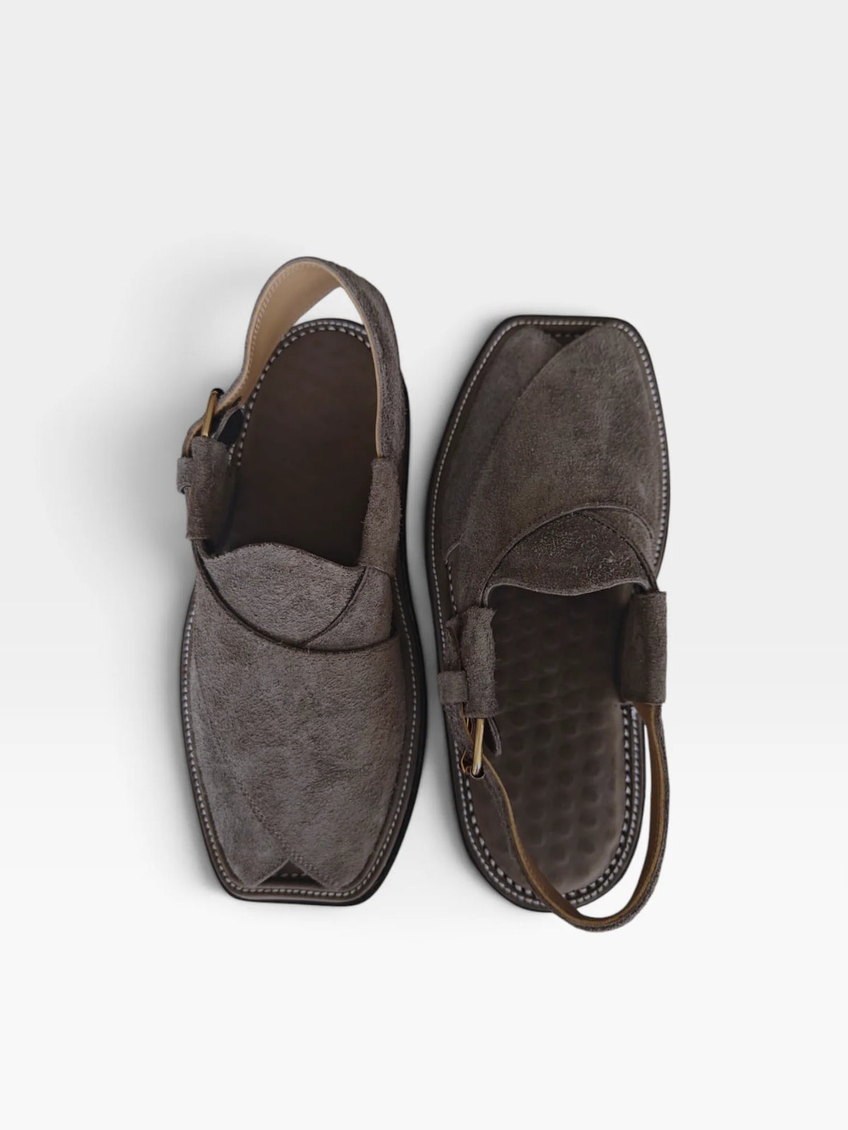 Graphite Grace grey cowhide suede Peshawari chappal on a chunky Kaptaan sole by Baaz Leathers