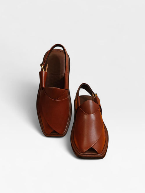 Handmade brown Smart Zalmi leather chappal for men, Pakistan