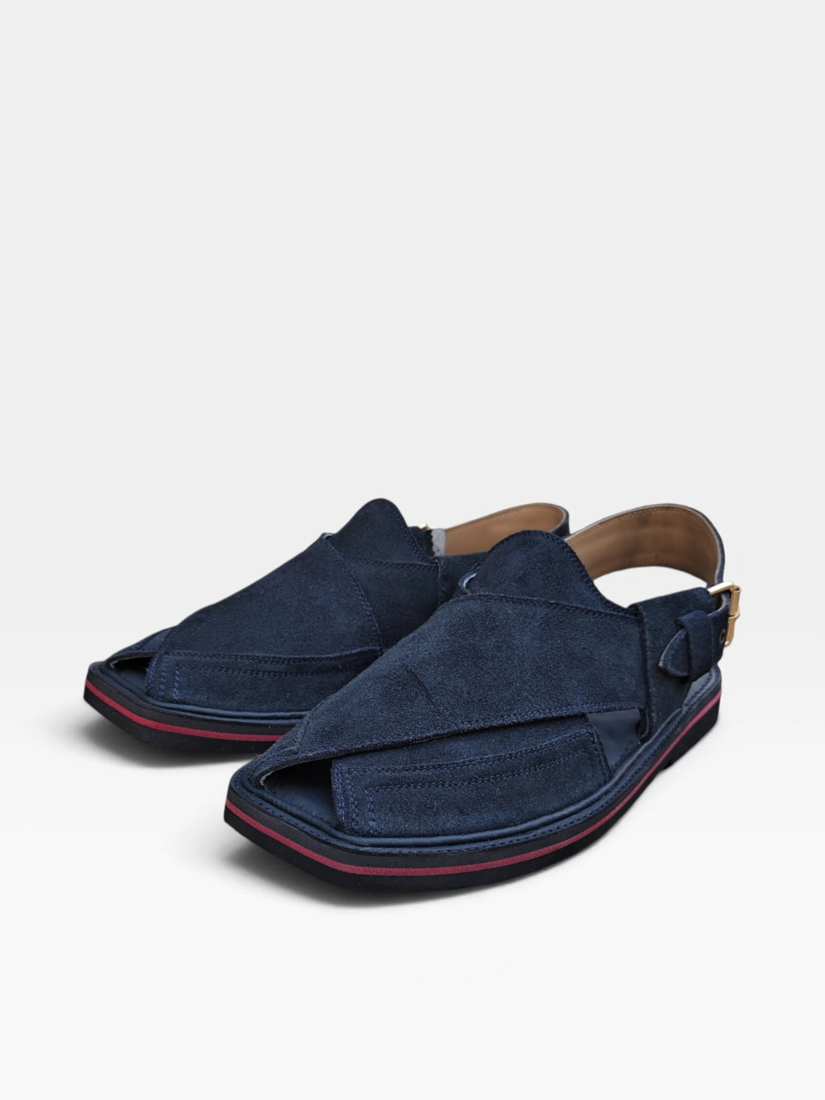 Navy blue Peshawari chappal for men, genuine suede leather