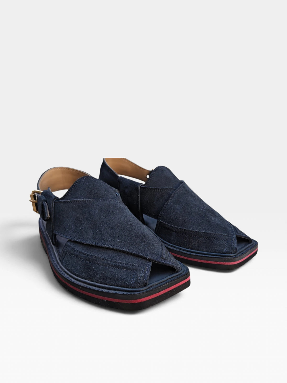 Harbour Dune blue suede chappal, handcrafted cowhide suede