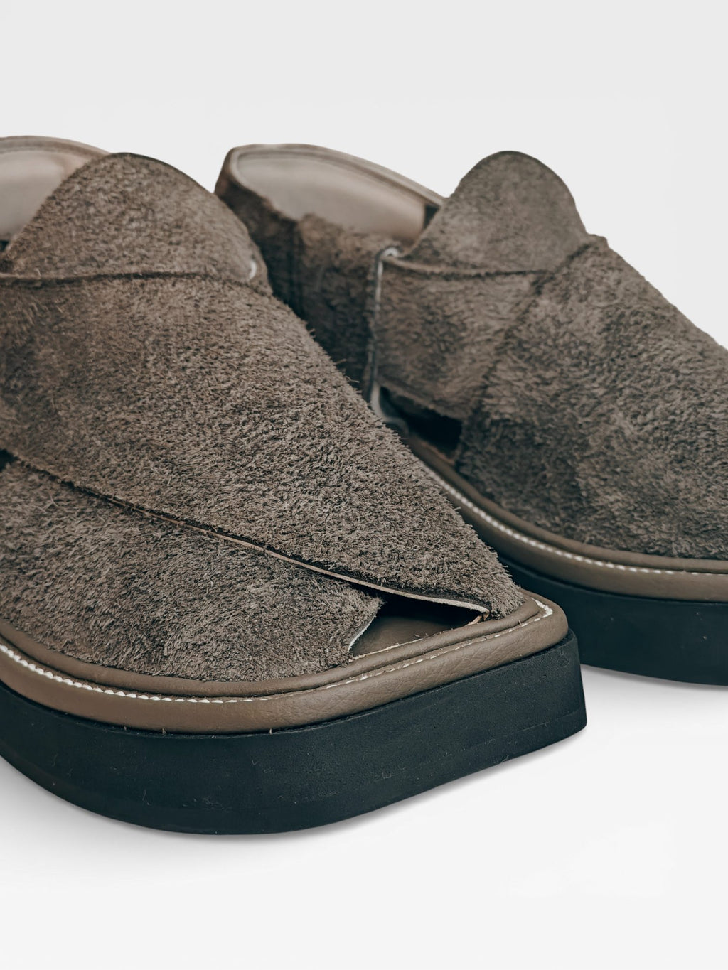 Graphite Grace, grey peshawari kheri chappal handcrafted in Pakistan