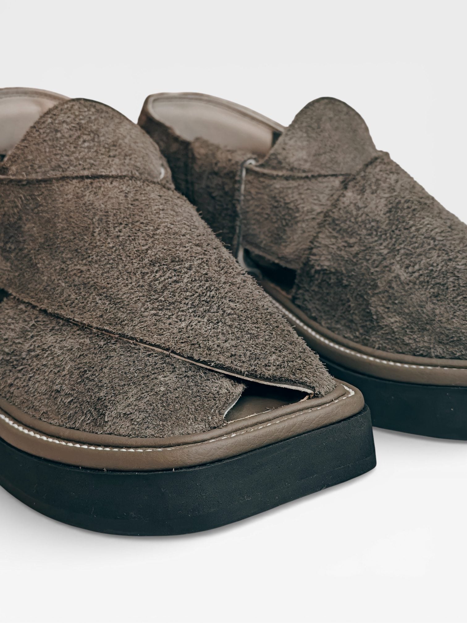 Graphite Grace, grey peshawari kheri chappal handcrafted in Pakistan