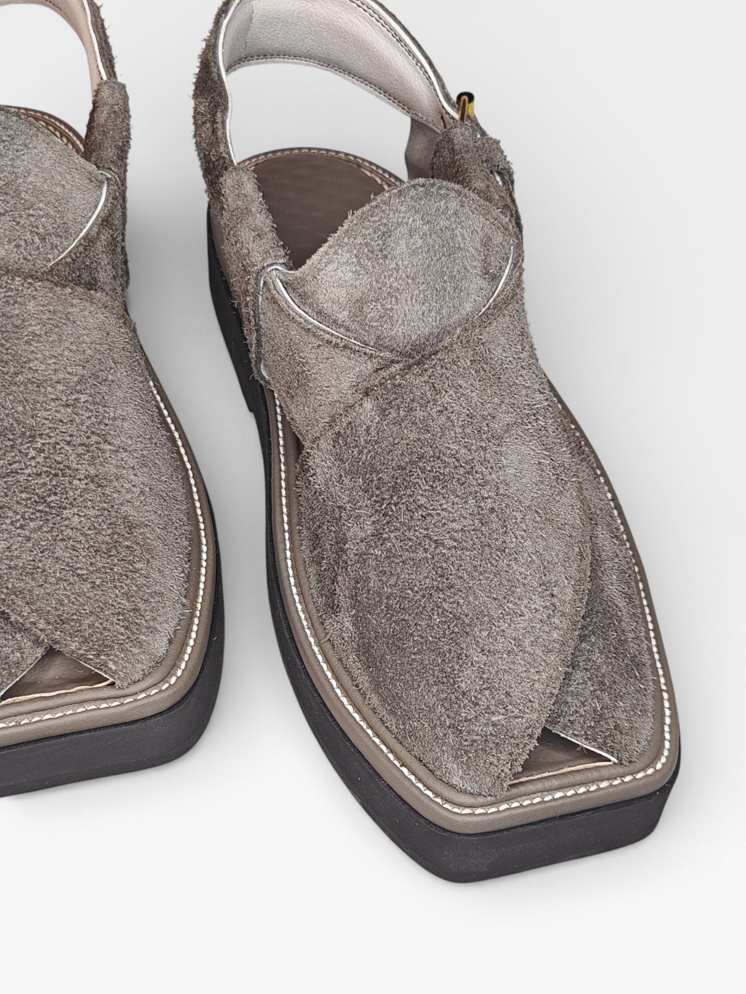 Grey men's peshawari sandal, original leather chappal
