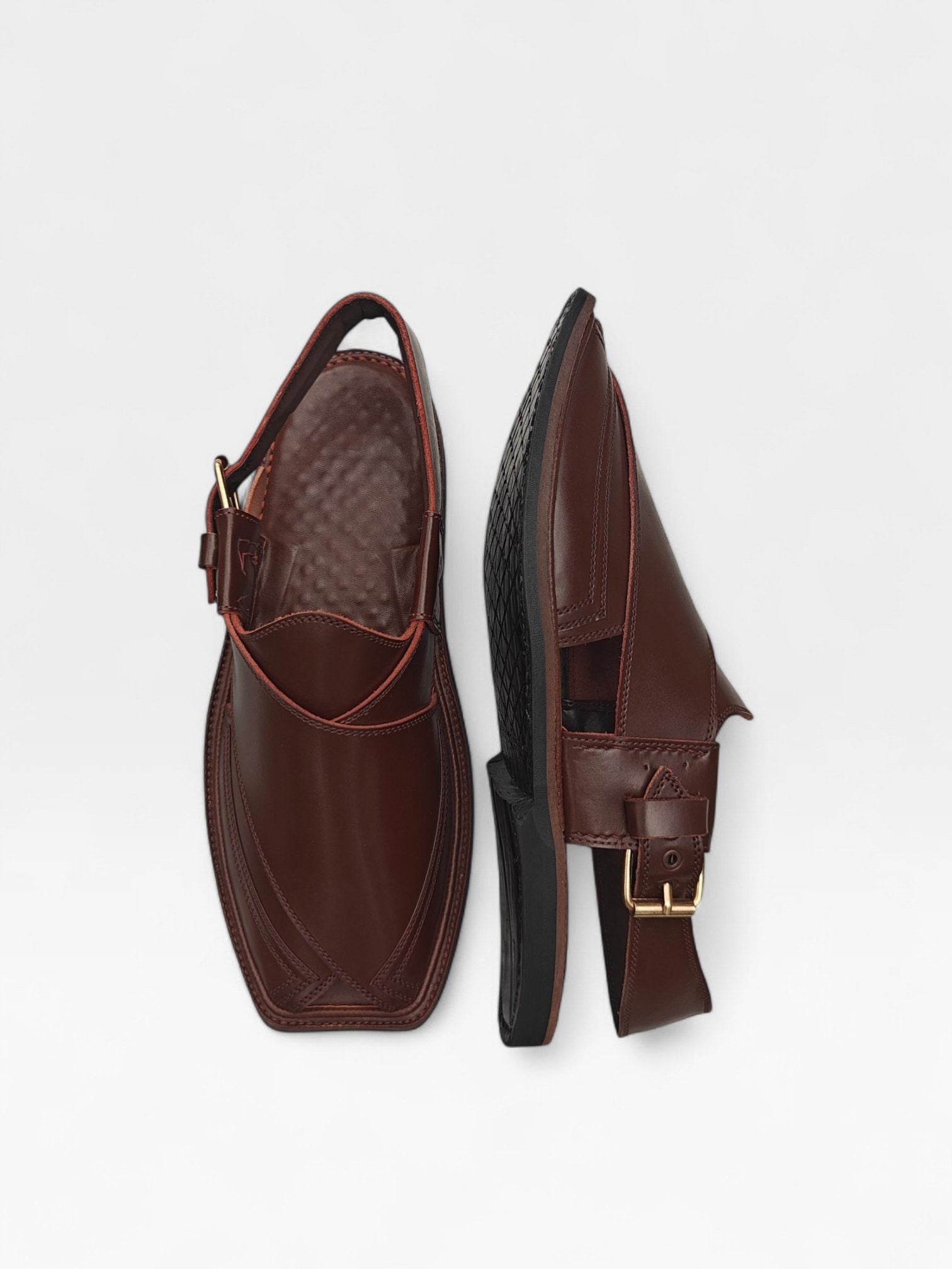 Brown Takidaar men's peshawari sandal, original leather chappal