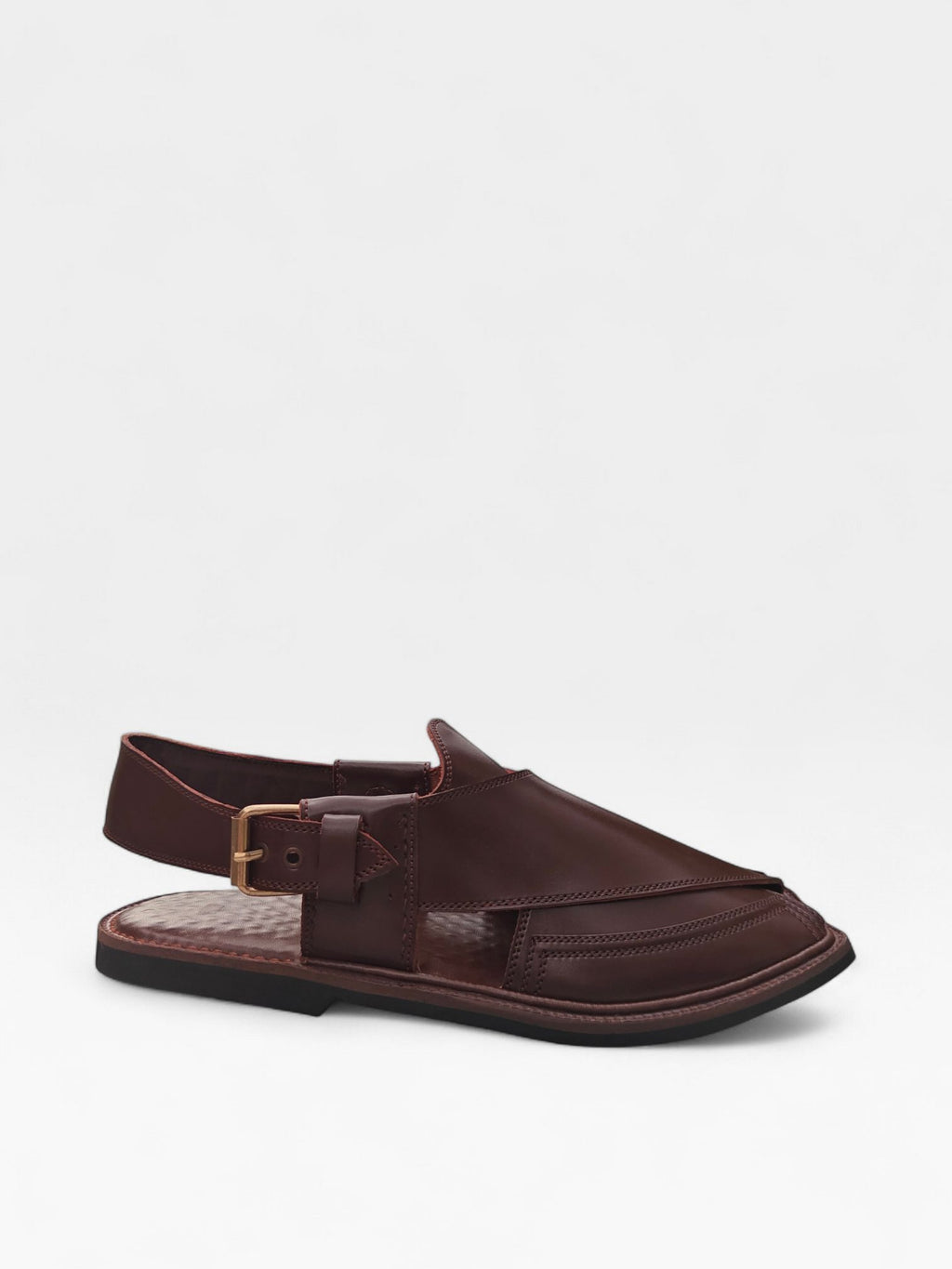 Men's brown Takidaar leather peshawari chappal, premium handmade by Baaz
