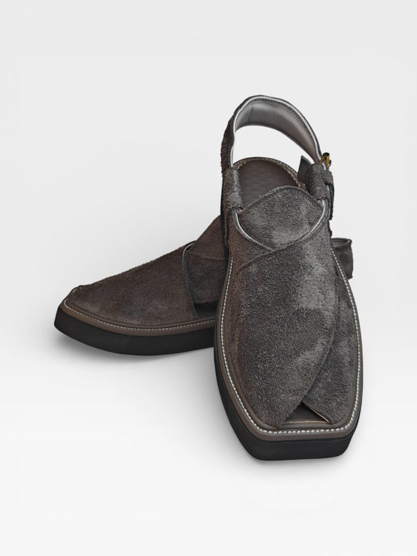 Handmade grey leather peshawari chappal for men, Pakistan