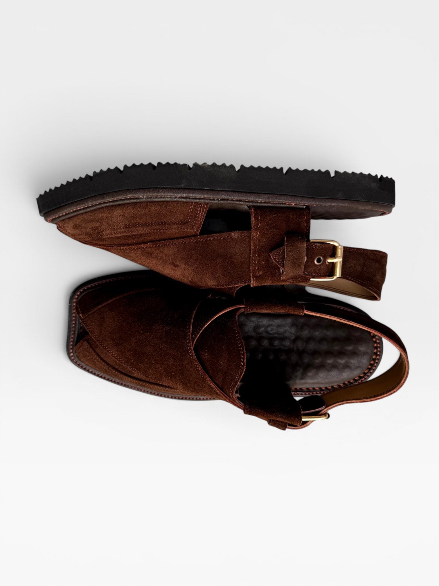 Men's brown suede peshawari sandal, Baaz Leathers Pakistan