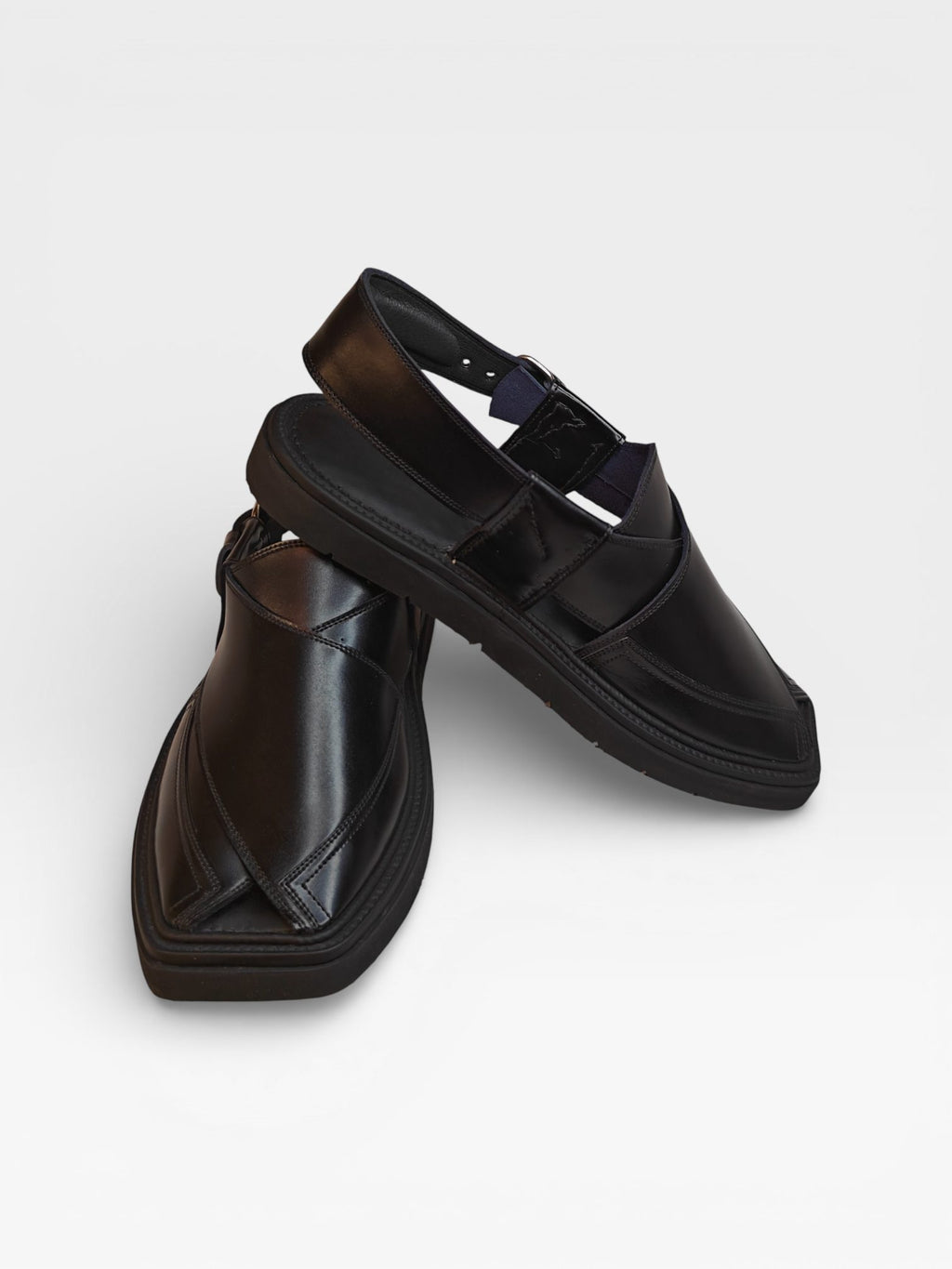 Midnight Legacy, black peshawari kheri chappal handcrafted in Pakistan