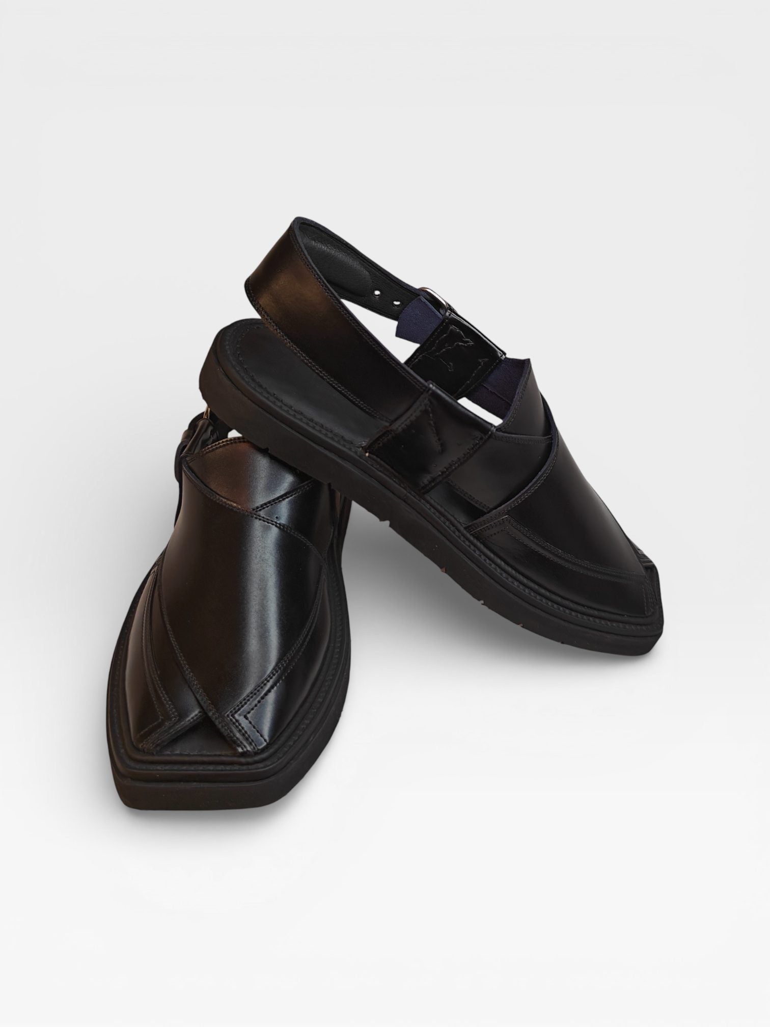 Midnight Legacy, black peshawari kheri chappal handcrafted in Pakistan