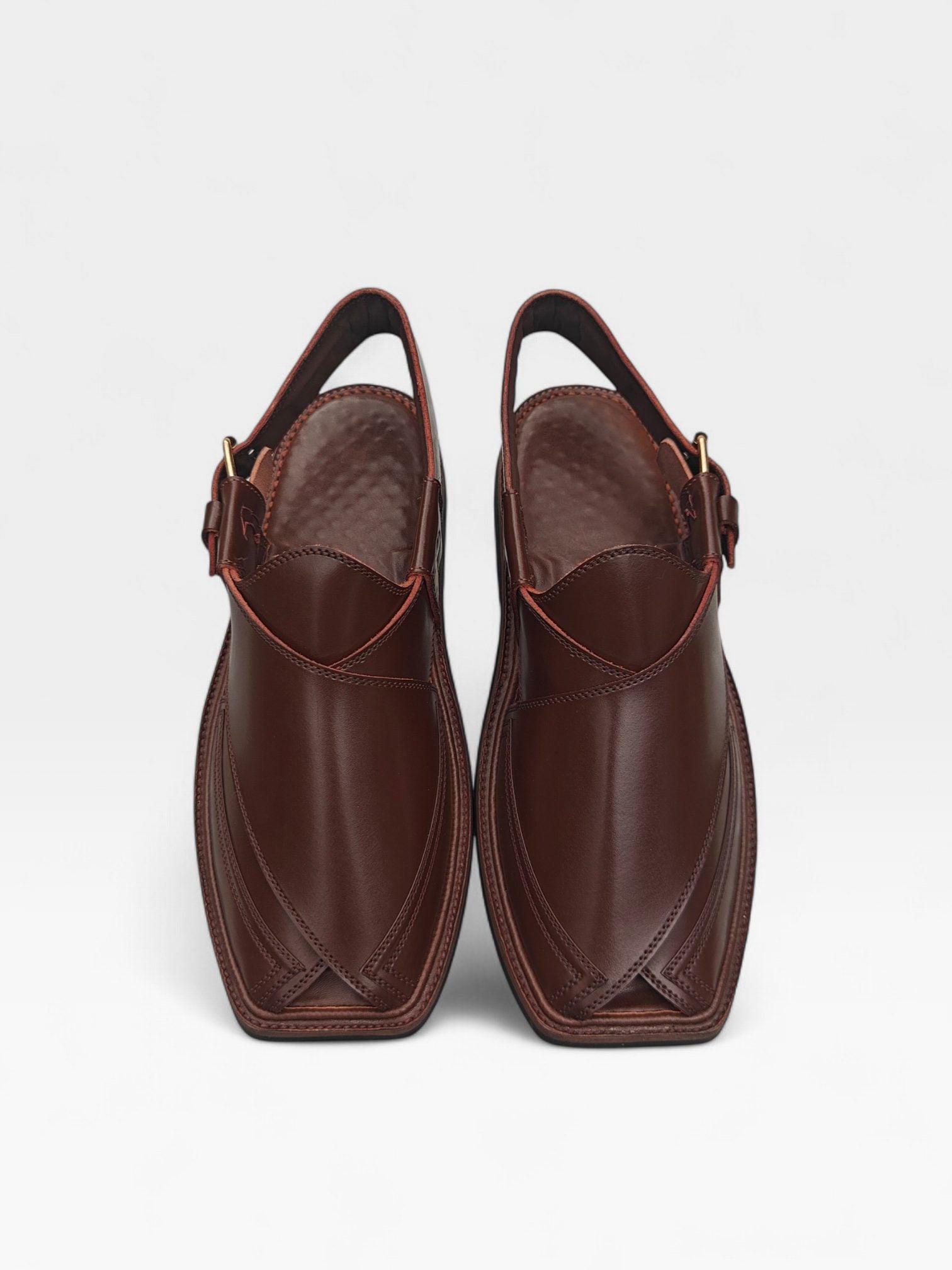Brown Takidaar peshawari chappal for men, handmade leather by Baaz Leathers