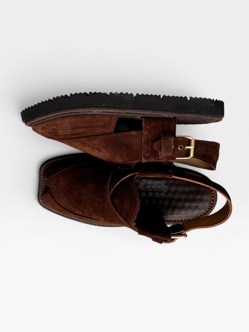 Chocolate brown men's peshawari sandal, suede leather chappal