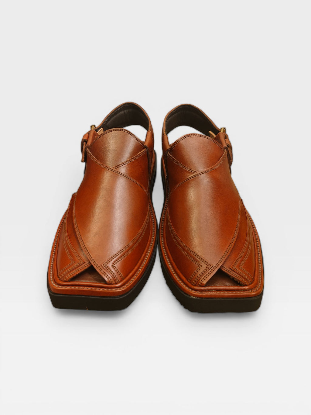 Handmade brown leather peshawari chappal, men's big sizes Pakistan