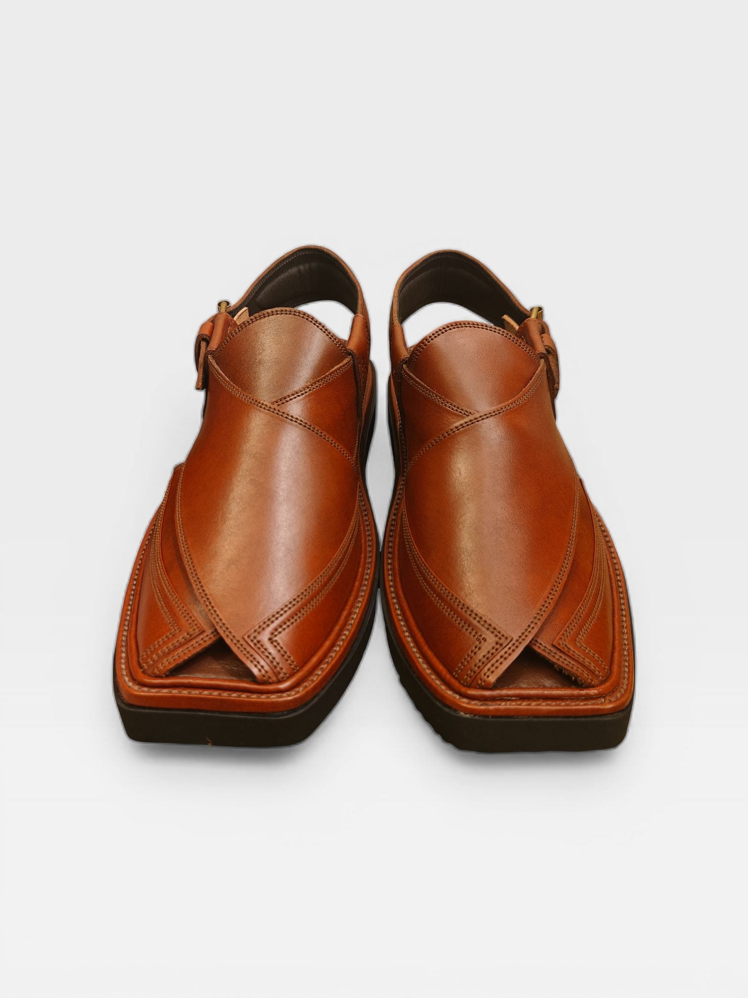 Handmade brown leather peshawari chappal, men's big sizes Pakistan