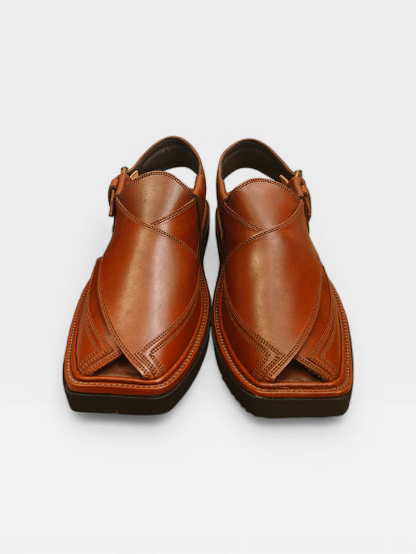 Handmade brown leather peshawari chappal, men's big sizes Pakistan