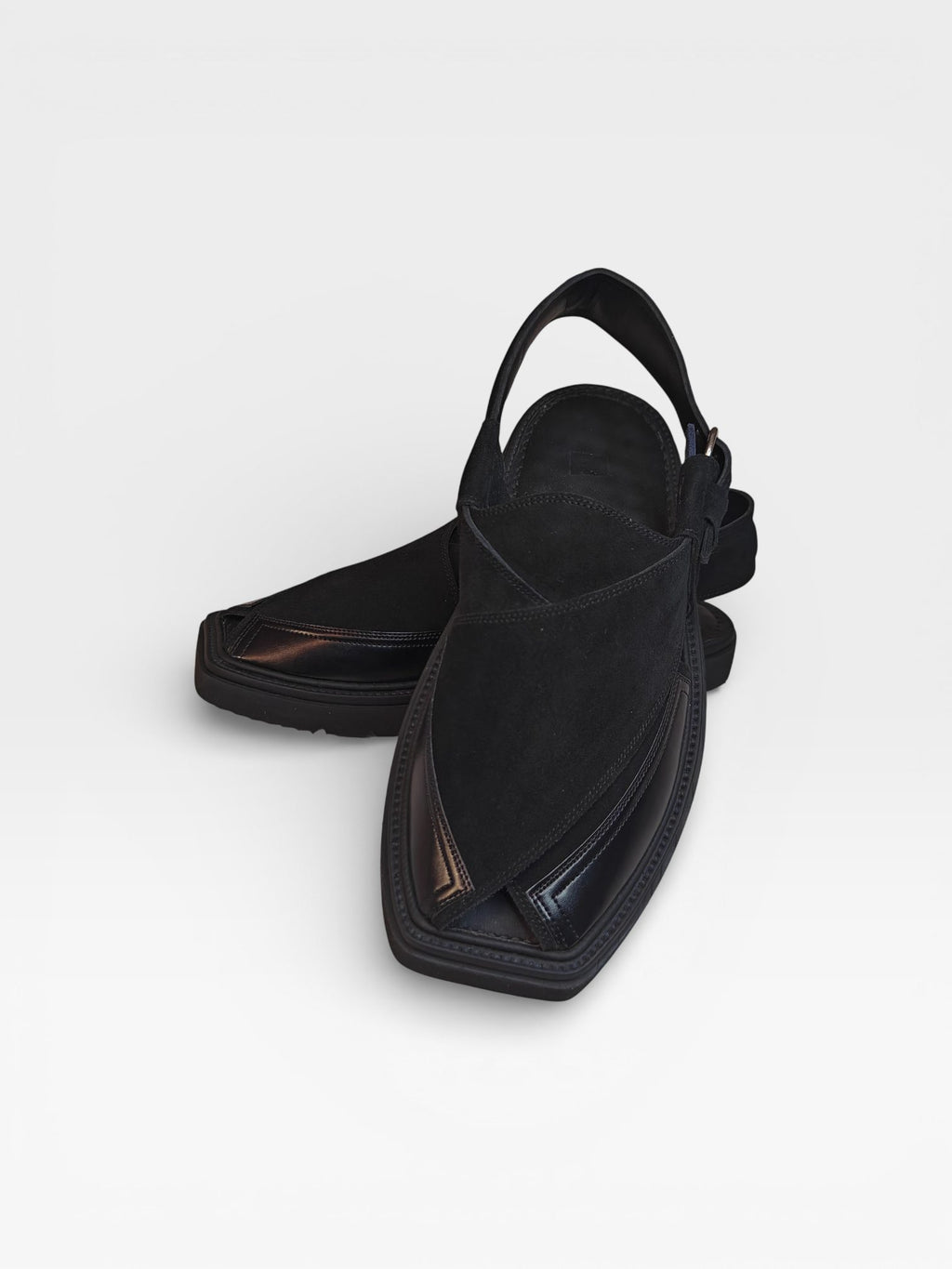 Black men's peshawari sandal, original leather chappal